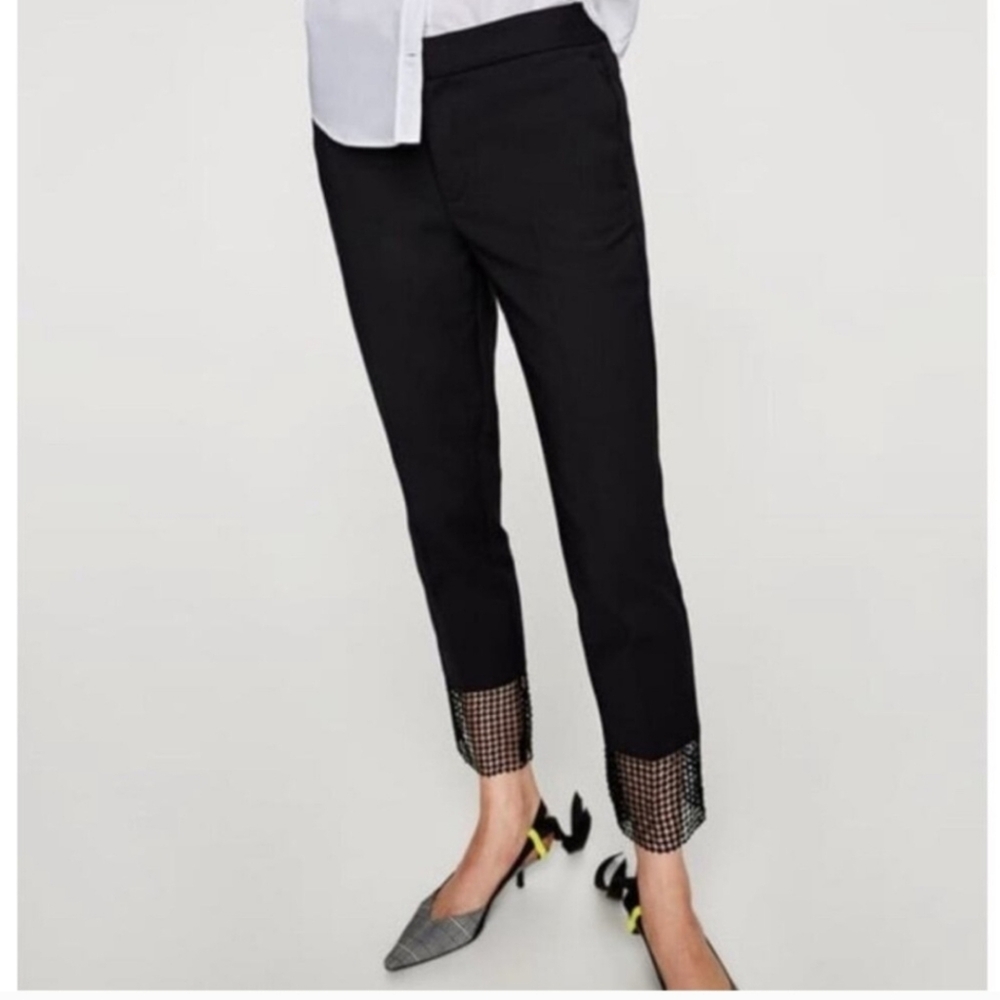 Zara Black Pant with Mesh Hem XS
